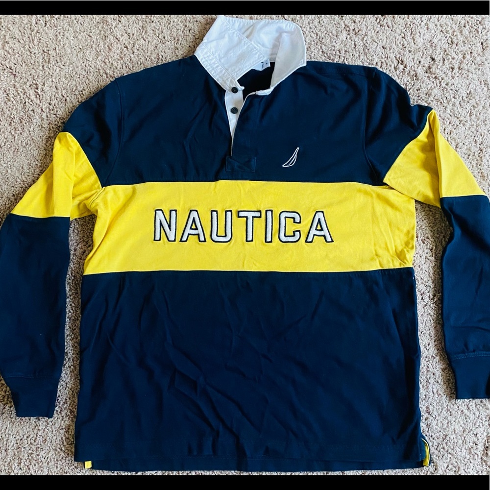 Nautica long sleeve Size M men’s Polo shirt!!